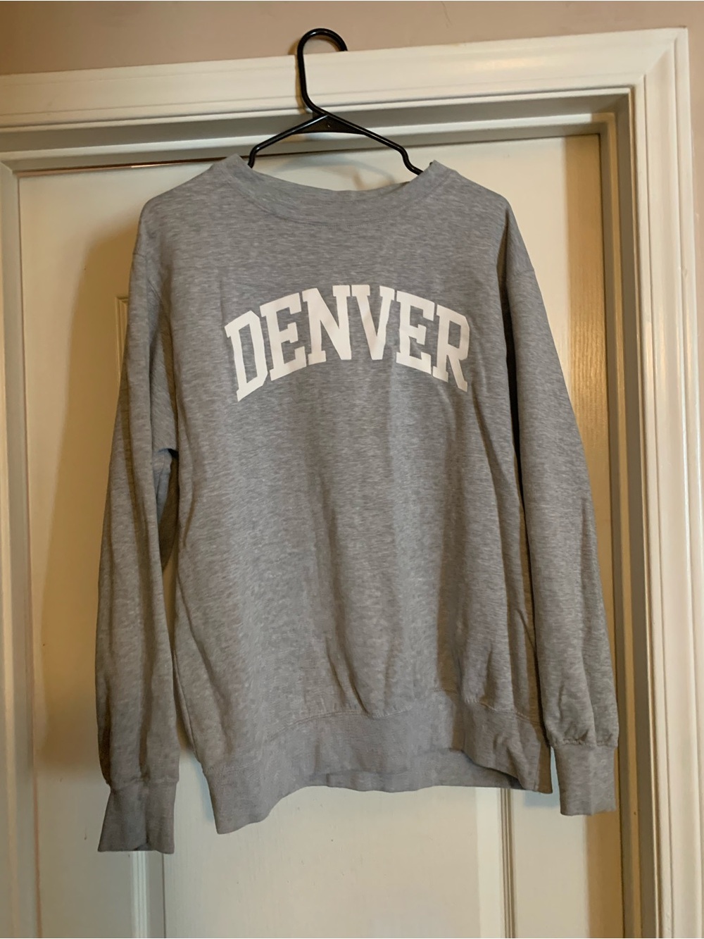 MV Sport Grey Crewneck Sweater with White DENVER Lettering